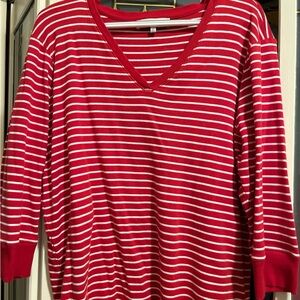 Jones New York Red and White Striped Top